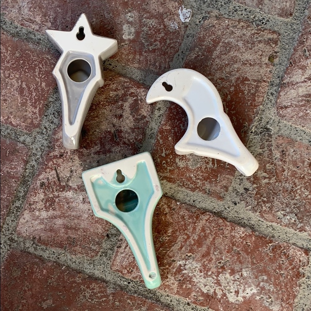 3 pc SET decorative wall mount ceramic hooks - Picture 5 of 9